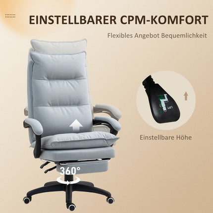 Ergonomischer Bürostuhl mit Massage- und Neigefunktion, hellgrau