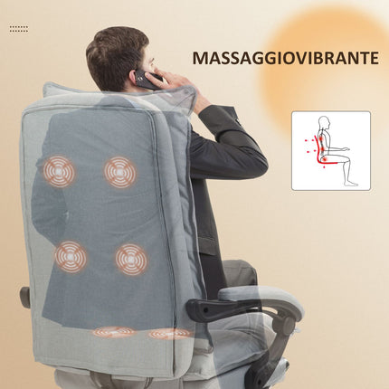 Ergonomischer Bürostuhl mit Massage- und Neigefunktion, hellgrau