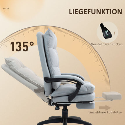 Ergonomischer Bürostuhl mit Massage- und Neigefunktion, hellgrau