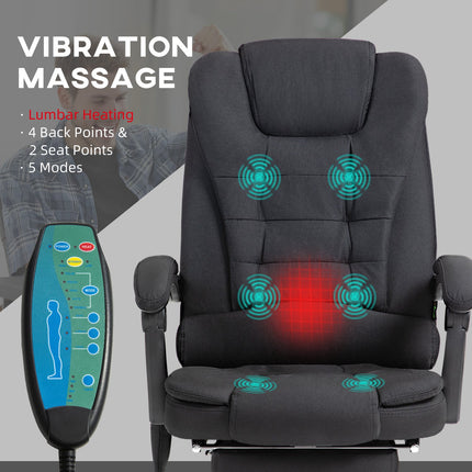 Ergonomischer Massage-Bürostuhl, neigbar mit Fußstütze, schwarz