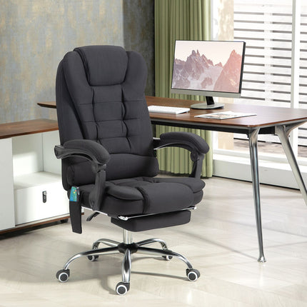 Ergonomischer Massage-Bürostuhl, neigbar mit Fußstütze, schwarz