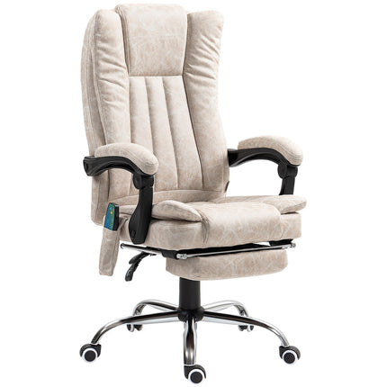 Ergonomischer Massage-Bürostuhl, neigbar & beheizt, Cremeweiß
