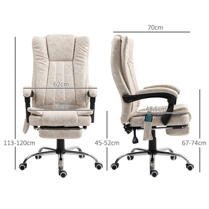 Ergonomischer Massage-Bürostuhl, neigbar & beheizt, Cremeweiß