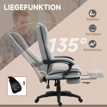Ergonomischer Bürostuhl mit Massage, Neigung, Fußstütze, Grau