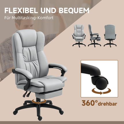 Ergonomischer Bürostuhl mit Massage, Neigung, Fußstütze, Grau