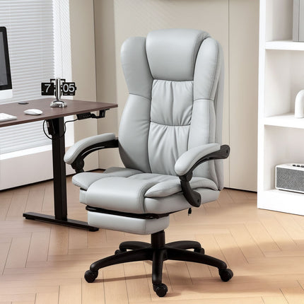Ergonomischer Bürostuhl mit Massage, Neigung, Fußstütze, Grau