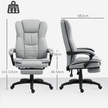 Ergonomischer Bürostuhl mit Massage, Neigung, Fußstütze, Grau