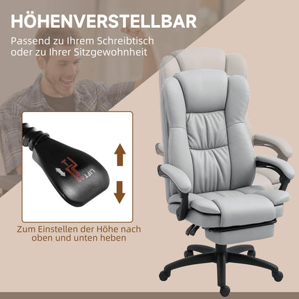 Ergonomischer Bürostuhl mit Massage, Neigung, Fußstütze, Grau