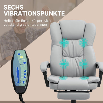 Ergonomischer Bürostuhl mit Massage, Neigung, Fußstütze, Grau