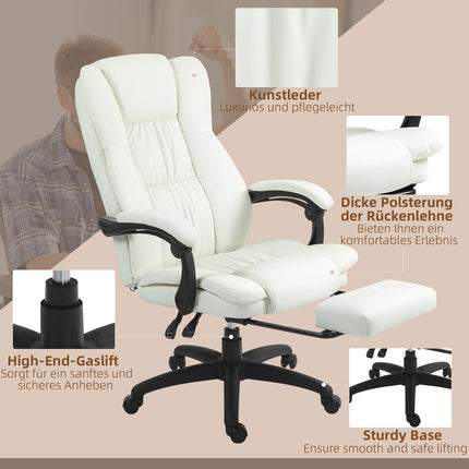 Ergonomická krémová kancelářská židle s masáží a podnožkou
