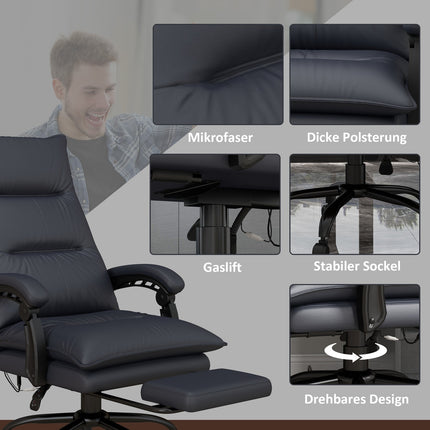 Height-adjustable office chair with massage and footrest