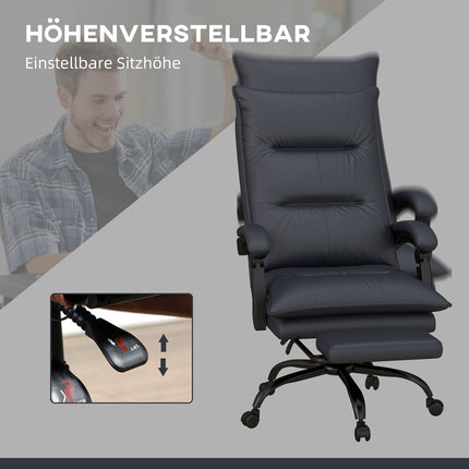 Height-adjustable office chair with massage and footrest