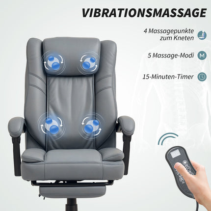 Massagesessel mit Liegefunktion, höhenverstellbar, Grau