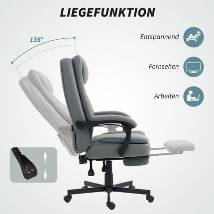 Massagesessel mit Liegefunktion, höhenverstellbar, Grau