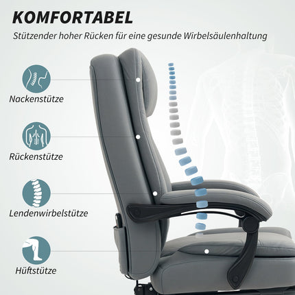 Massagesessel mit Liegefunktion, höhenverstellbar, Grau