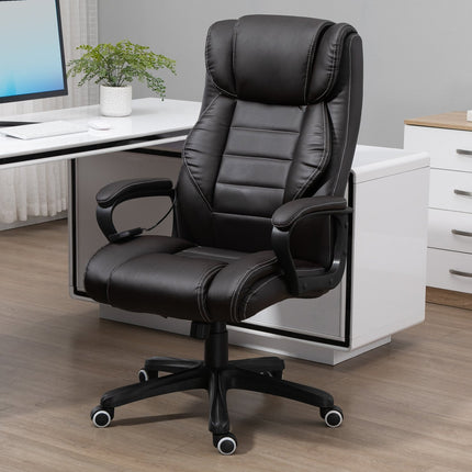 Kancelářská židle s masážní funkcí, výškově nastavitelná ředitelská židle, ergonomická otočná židle, 6 vibračních bodů, hnědá
