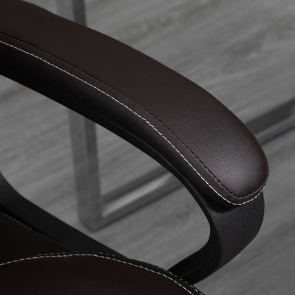 Kancelářská židle s masážní funkcí, výškově nastavitelná ředitelská židle, ergonomická otočná židle, 6 vibračních bodů, hnědá