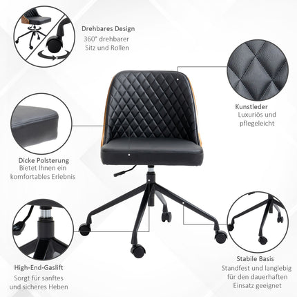 Ergonomic swivel desk chair, black, height adjustable