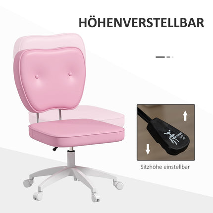 Höhenverstellbarer rosa Bürodrehstuhl für Kinder