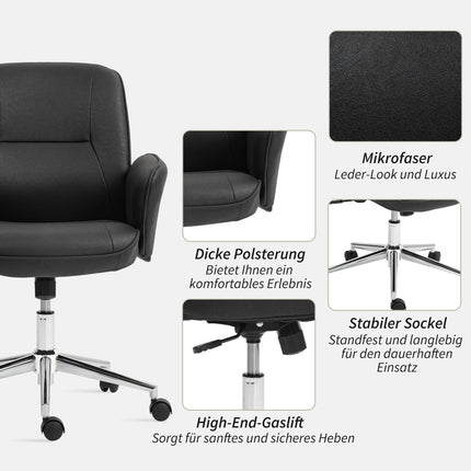 Ergonomic swivel office chair, adjustable height, black microfiber