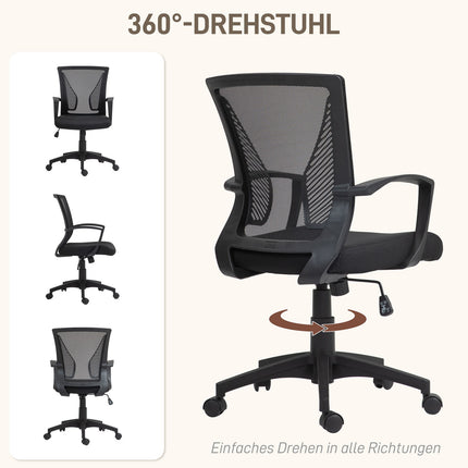 Schwarzer Bürodrehstuhl mit Neigefunktion, 120 kg Tragkraft