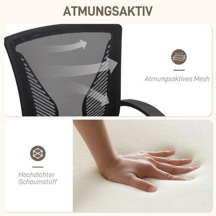 Schwarzer Bürodrehstuhl mit Neigefunktion, 120 kg Tragkraft