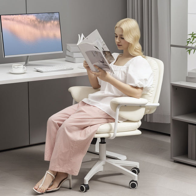 Bürostuhl weiß aus Kunstleder, verstellbar, Kippfunktion