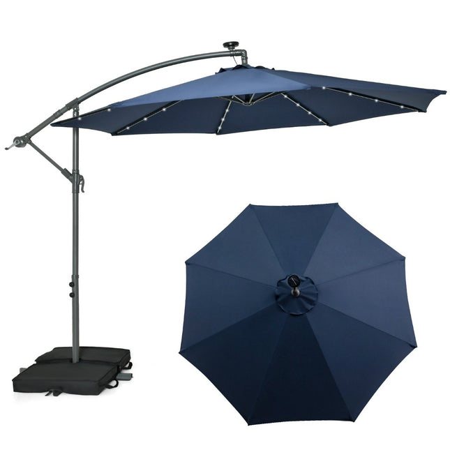 Ampelschirm 300cm, Solar-LED, UV-Schutz