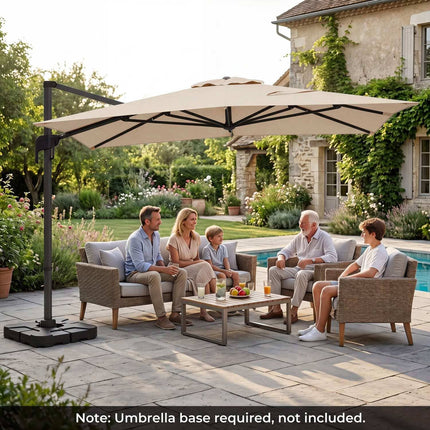 Offset Patio Umbrella, 300 x 390 cm, Beige, Crank Lift