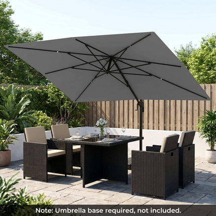Offset Patio Umbrella, 300x390 cm, Grey, Crank Lift