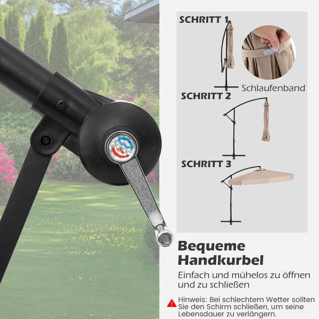 Ampelschirm 305 cm mit Schutzhülle und Kurbel