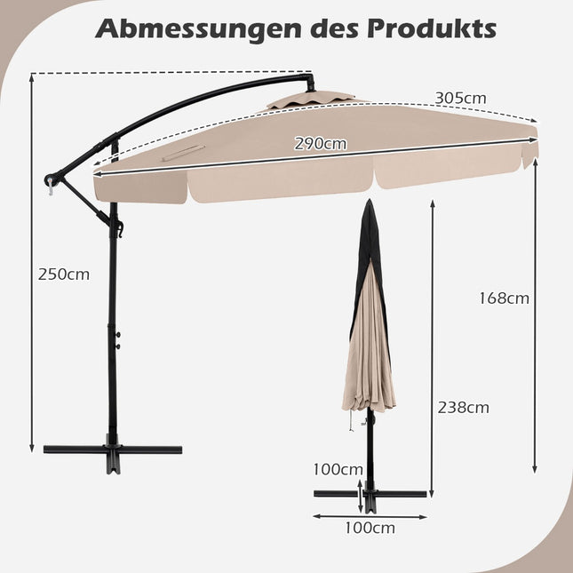 Ampelschirm 305 cm mit Schutzhülle und Kurbel