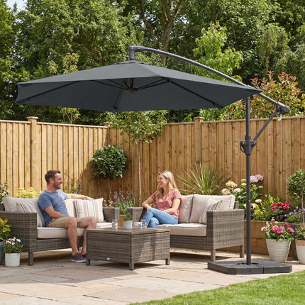 Offset Patio Umbrella, 3m, Dark Grey, UPF 30+ Protection