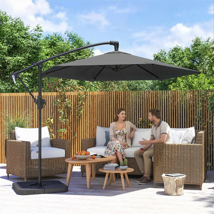 Offset Patio Umbrella, 3m, Dark Grey, UPF 30+ Protection