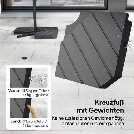 Offset Patio Umbrella, 3m, Dark Grey, UPF 30+ Protection
