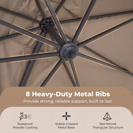 Offset Patio Umbrella with Crank Lift, 300x390 cm, Brown