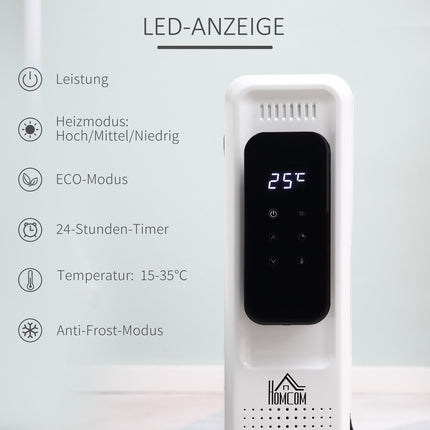Tragbarer elektrischer Ölheizer, 11 Rippen, 3 Heizstufen