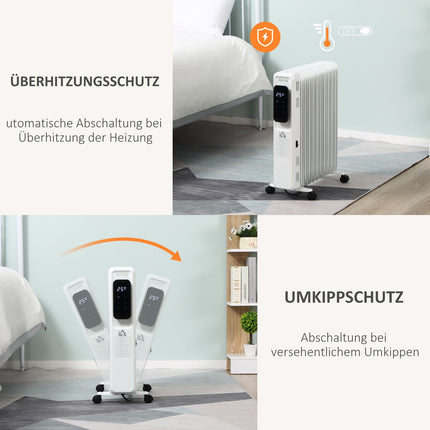 Tragbarer elektrischer Ölheizer, 11 Rippen, 3 Heizstufen