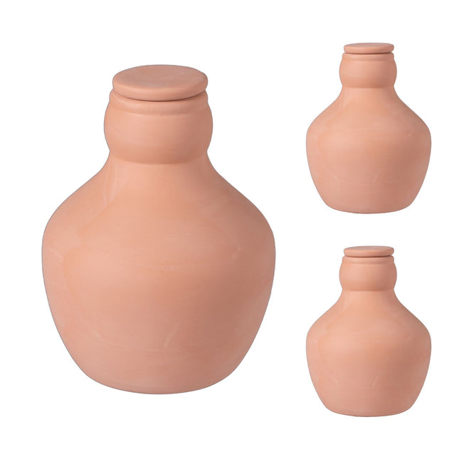 Ollas Bewässerungsset, 500ml Tontöpfe, 3er-Pack