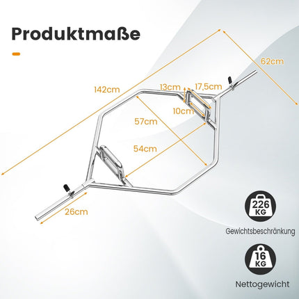 Olympijská hex trap osa, nosnost 226 kg, sklopné rukojeti
