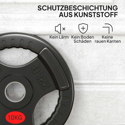 Olympische Hantelscheiben, 2 x 10 kg, 5 cm Loch, Schwarz