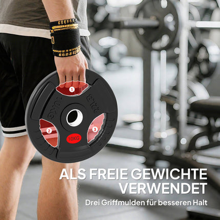 Olympische Hantelscheiben, 2 x 10 kg, 5 cm Loch, Schwarz