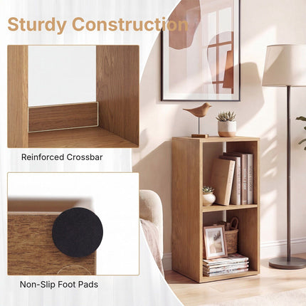 Open Back 2-Tier Bookshelf with Anti-Toppling Kit, Natural, 35 x 33 x 69 cm