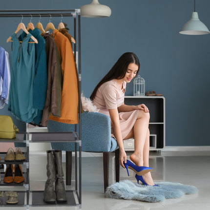 Open wardrobe with shoe shelf