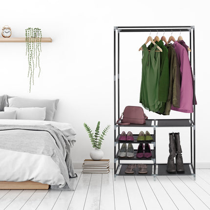 Open wardrobe with shoe shelf
