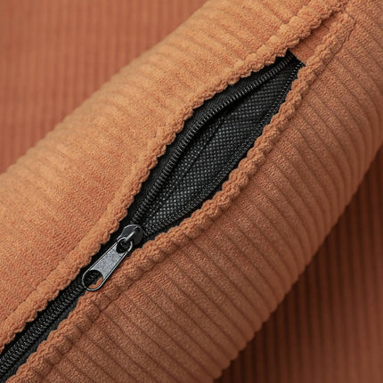 Orangefarbener Cord-Sessel – Schaumstoff mit hoher Dichte, Holzrahmen