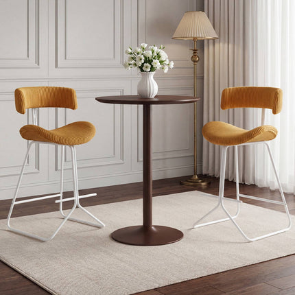 Orange Corduroy Counter Stools, 25" Seat, Set of 2