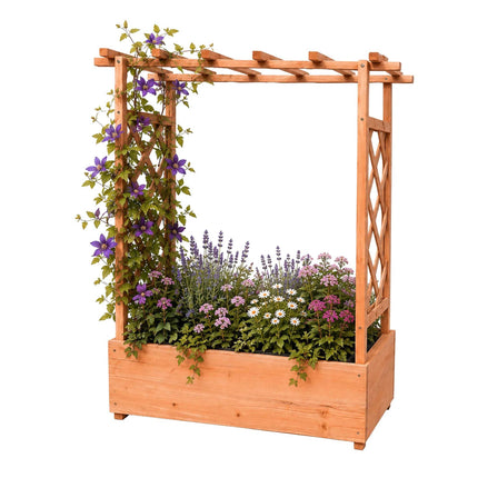 Orange Fir Planter with Trellis & Roof, Size M