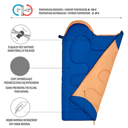 Orange Junior Sleeping Bag, Lightweight, Compact