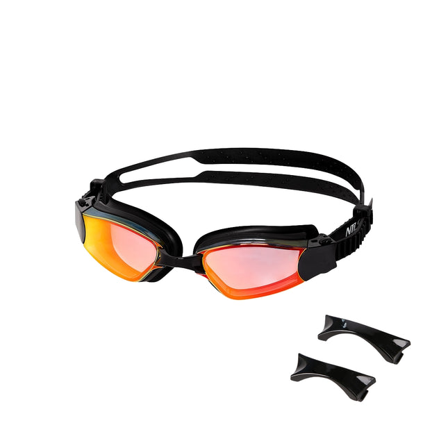 Orangefarbene Rennschwimmbrille, Antibeschlag, UV-Schutz